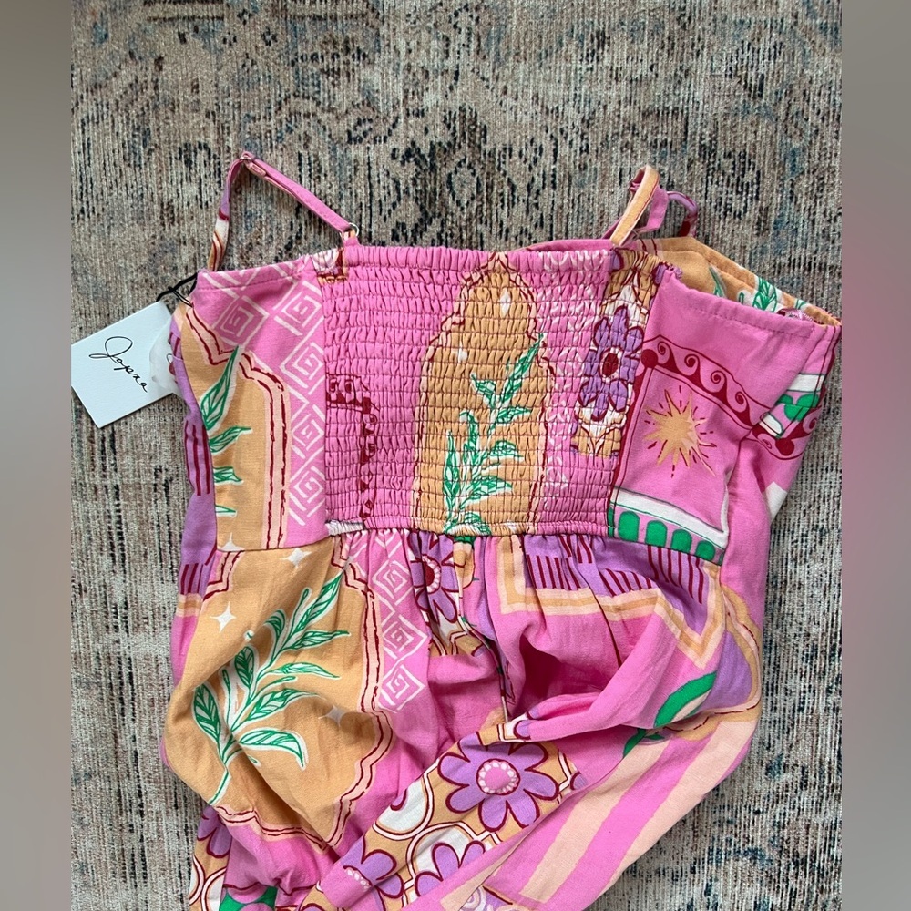 Japna Pink and Orange Patterned Midi Dress - Picture 4 of 4